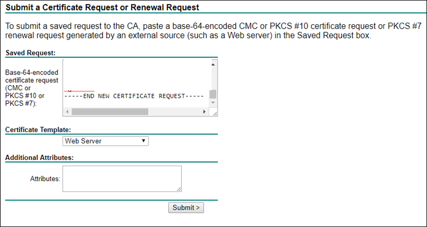 Submit a Certificate Request.