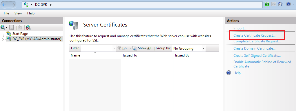 Create Certificate Request