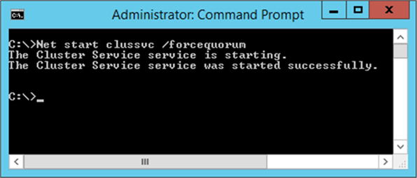 Start-up Cluster Service with force quorum