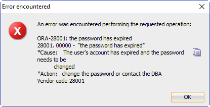 ORA-28001: the password has expired